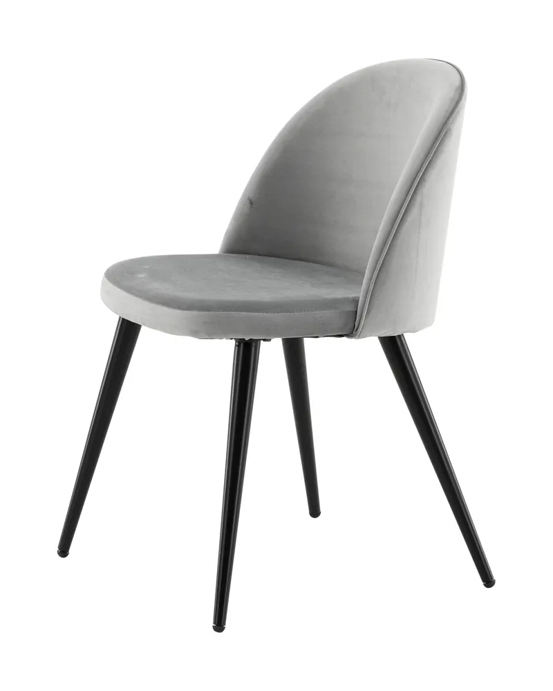 Velvet gepolsterte Esszimmerstühle im 2er-Set in Grau, Gestell Schwarz, Polyester-Samt, Ansicht 9