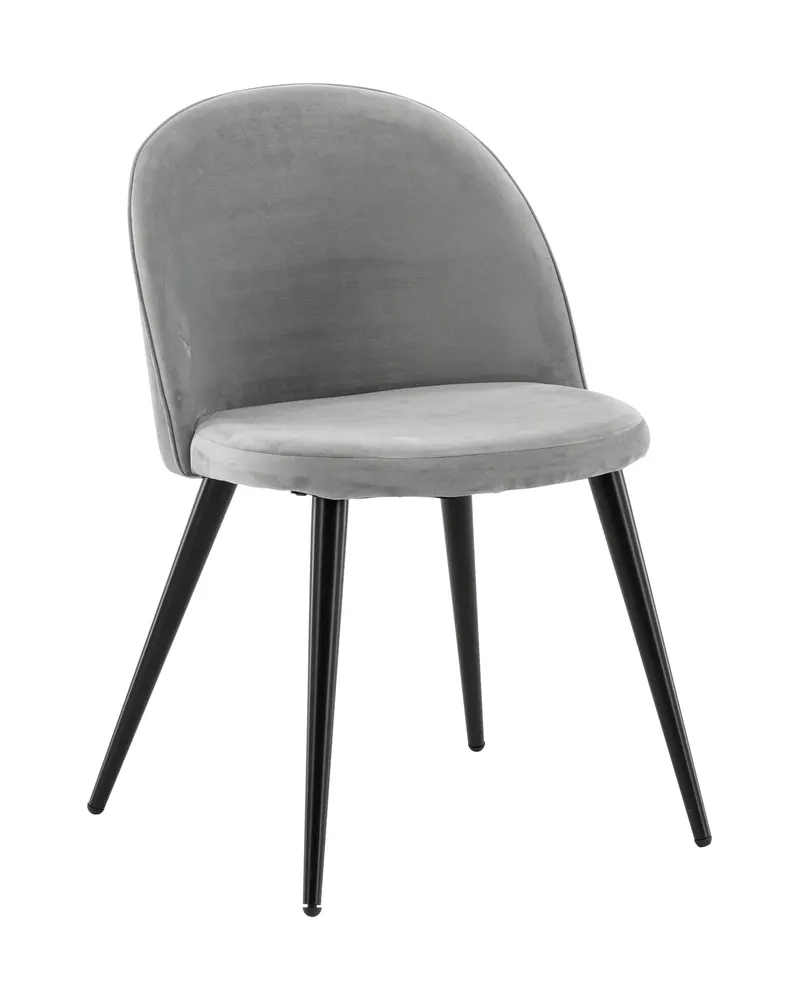 Velvet gepolsterte Esszimmerstühle im 2er-Set in Grau, Gestell Schwarz, Polyester-Samt, Ansicht 13
