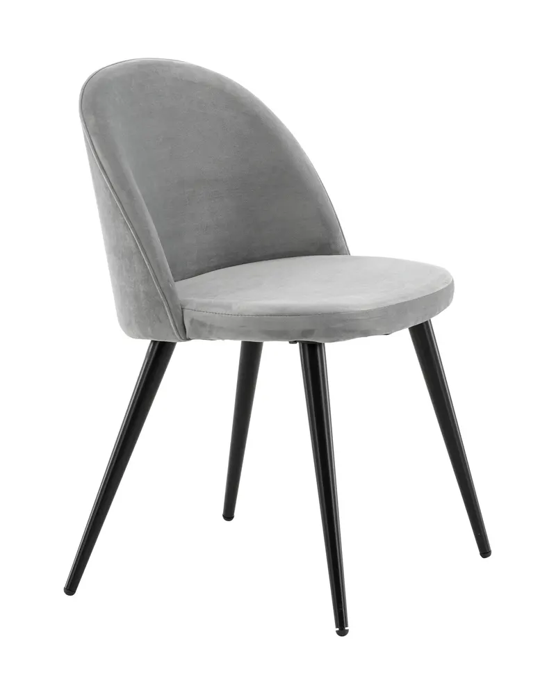 Velvet gepolsterte Esszimmerstühle im 2er-Set in Grau, Gestell Schwarz, Polyester-Samt, Ansicht 2
