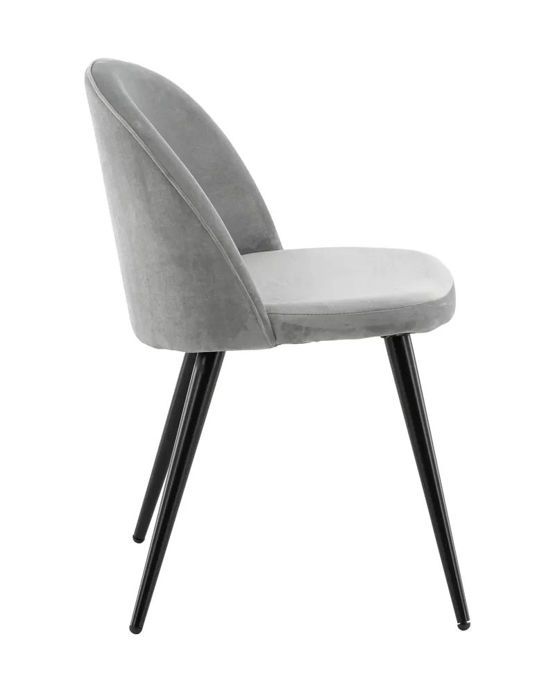 Velvet gepolsterte Esszimmerstühle im 2er-Set in Grau, Gestell Schwarz, Polyester-Samt, Ansicht 3