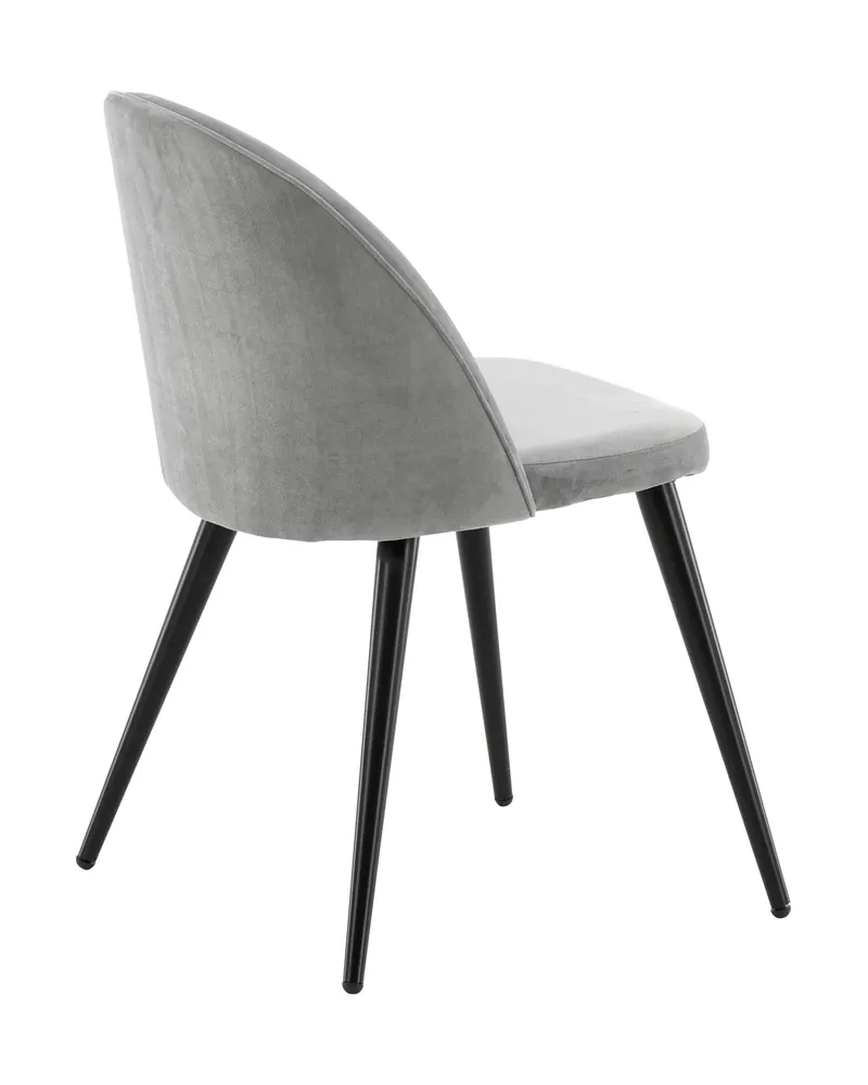 Velvet gepolsterte Esszimmerstühle im 2er-Set in Grau, Gestell Schwarz, Polyester-Samt, Ansicht 4