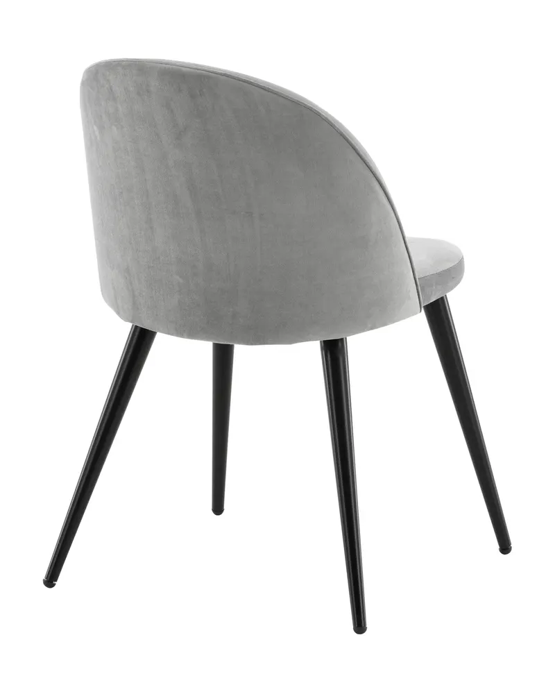 Velvet gepolsterte Esszimmerstühle im 2er-Set in Grau, Gestell Schwarz, Polyester-Samt, Ansicht 5