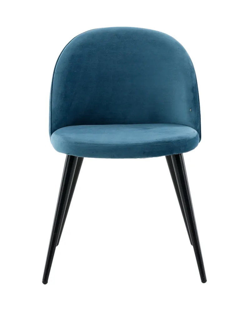 Velvet gepolsterte Esszimmerstühle im 2er-Set in Blau, Gestell Schwarz, Polyester-Samt, Ansicht 1