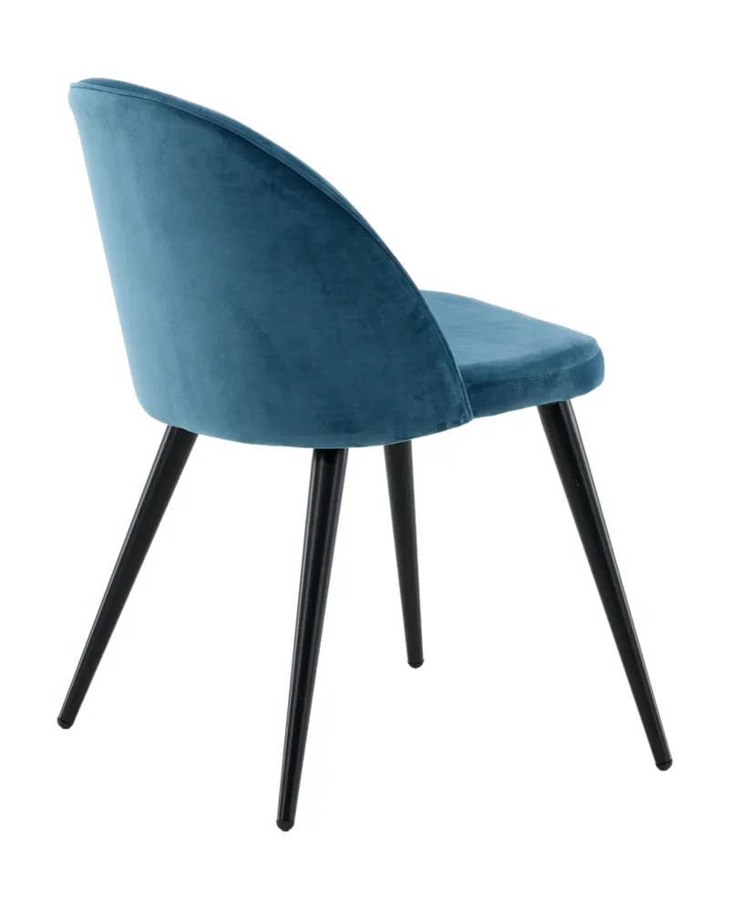 Velvet gepolsterte Esszimmerstühle im 2er-Set in Blau, Gestell Schwarz, Polyester-Samt, Ansicht 10
