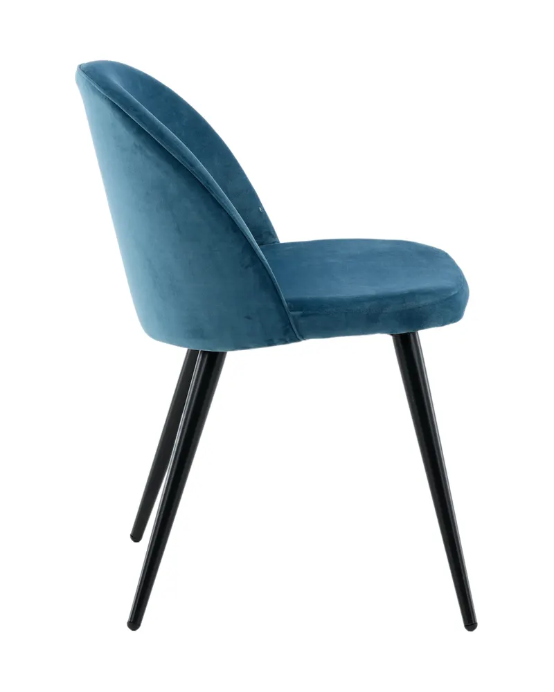 Velvet gepolsterte Esszimmerstühle im 2er-Set in Blau, Gestell Schwarz, Polyester-Samt, Ansicht 11