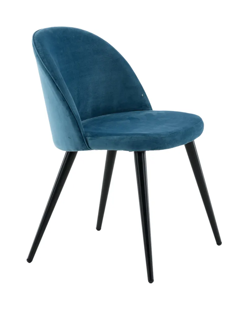 Velvet gepolsterte Esszimmerstühle im 2er-Set in Blau, Gestell Schwarz, Polyester-Samt, Ansicht 12