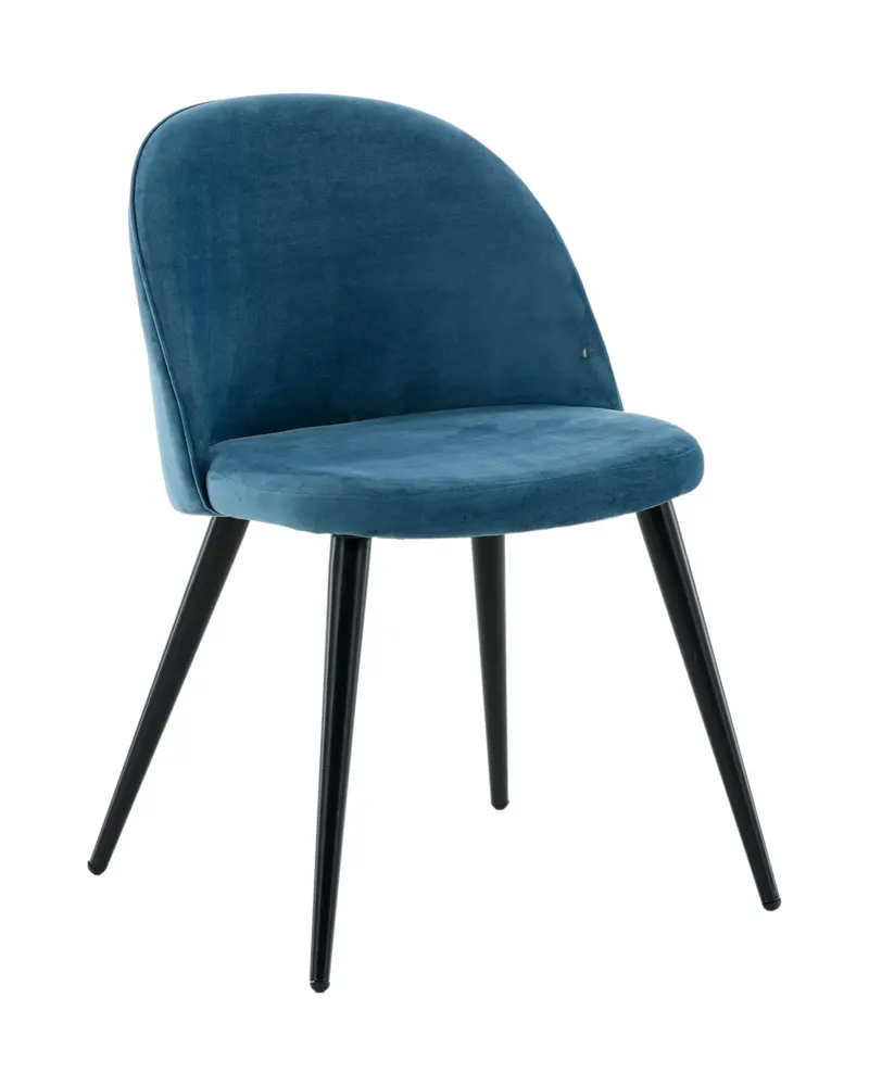 Velvet gepolsterte Esszimmerstühle im 2er-Set in Blau, Gestell Schwarz, Polyester-Samt, Ansicht 13