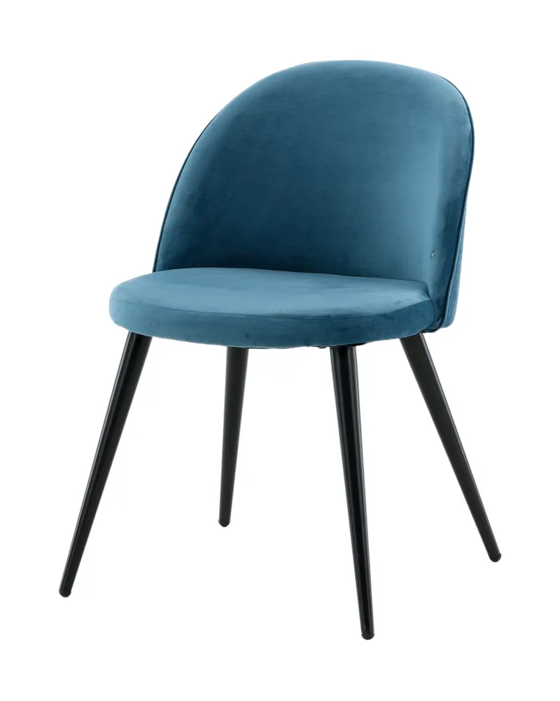 Velvet gepolsterte Esszimmerstühle im 2er-Set in Blau, Gestell Schwarz, Polyester-Samt, Ansicht 2