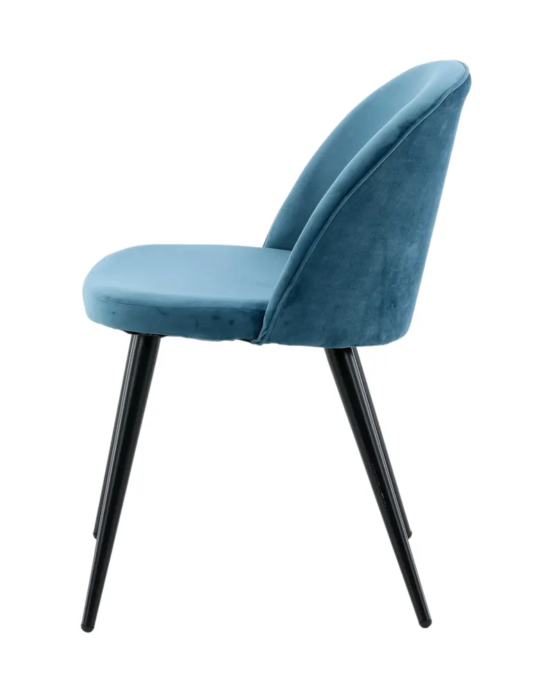 Velvet gepolsterte Esszimmerstühle im 2er-Set in Blau, Gestell Schwarz, Polyester-Samt, Ansicht 5