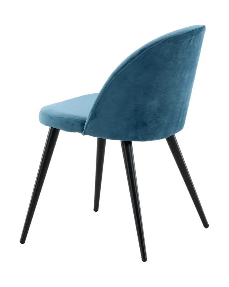 Velvet gepolsterte Esszimmerstühle im 2er-Set in Blau, Gestell Schwarz, Polyester-Samt, Ansicht 6