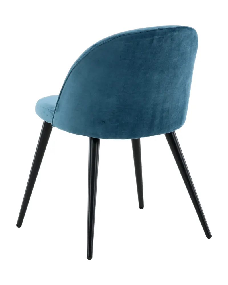 Velvet gepolsterte Esszimmerstühle im 2er-Set in Blau, Gestell Schwarz, Polyester-Samt, Ansicht 7