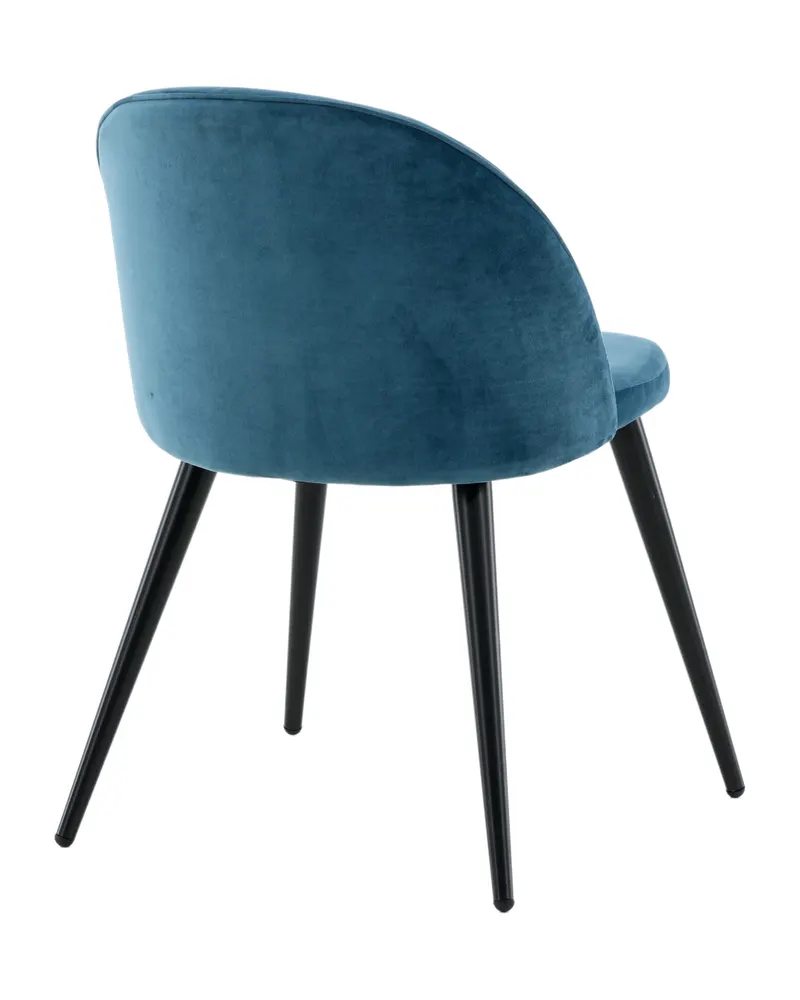 Velvet gepolsterte Esszimmerstühle im 2er-Set in Blau, Gestell Schwarz, Polyester-Samt, Ansicht 9