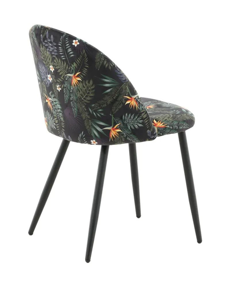 Velvet gepolsterte Esszimmerstühle im 2er-Set in Schwarz mit Blumenmuster, Gestell Schwarz, Polyester-Samt, Ansicht 10