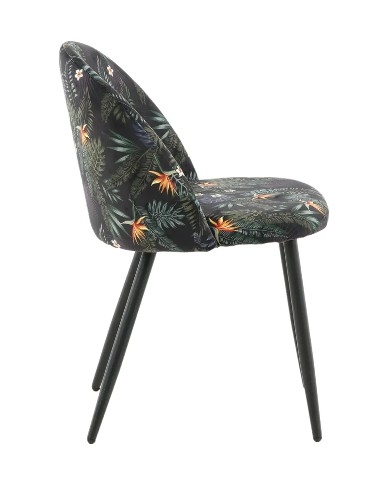 Velvet gepolsterte Esszimmerstühle im 2er-Set in Schwarz mit Blumenmuster, Gestell Schwarz, Polyester-Samt, Ansicht 11