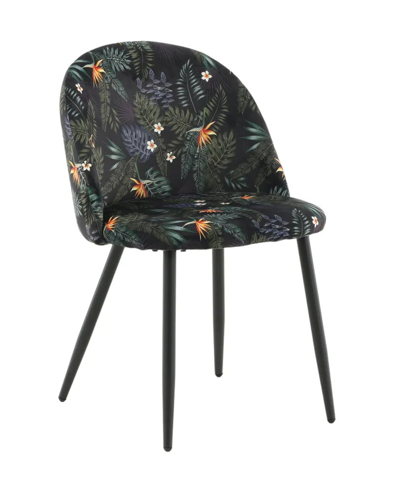 Velvet gepolsterte Esszimmerstühle im 2er-Set in Schwarz mit Blumenmuster, Gestell Schwarz, Polyester-Samt, Ansicht 13