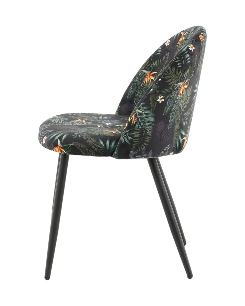 Velvet gepolsterte Esszimmerstühle im 2er-Set in Schwarz mit Blumenmuster, Gestell Schwarz, Polyester-Samt, Ansicht 5