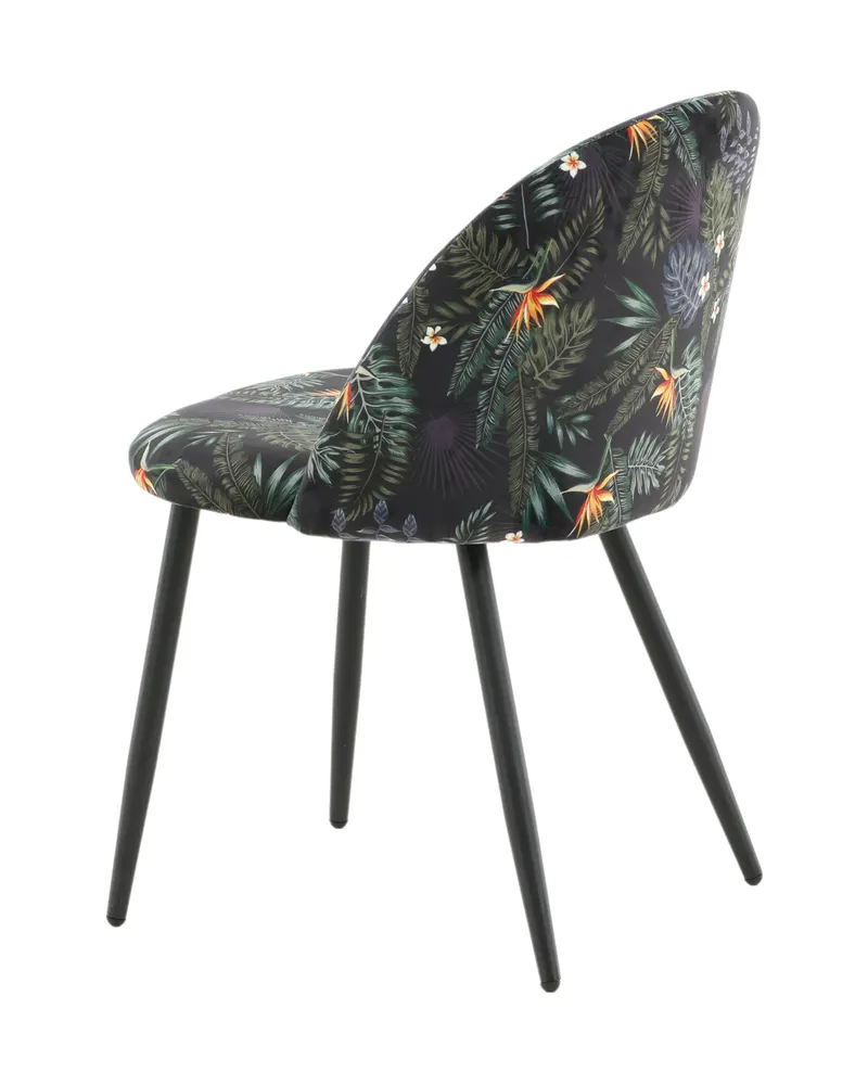 Velvet gepolsterte Esszimmerstühle im 2er-Set in Schwarz mit Blumenmuster, Gestell Schwarz, Polyester-Samt, Ansicht 6