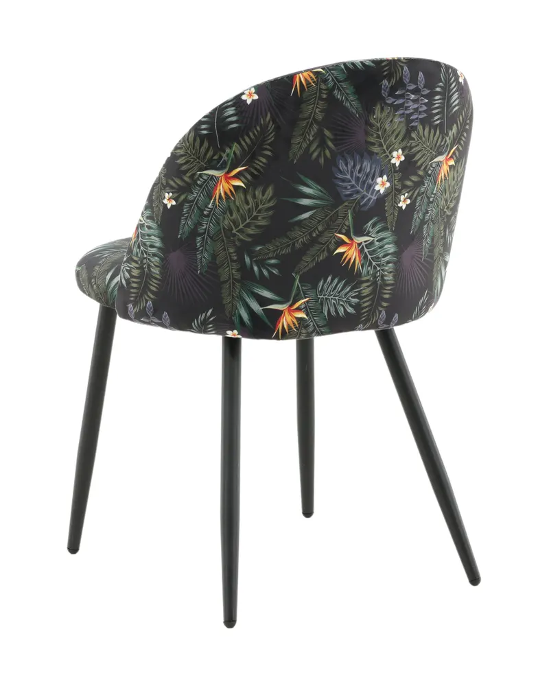 Velvet gepolsterte Esszimmerstühle im 2er-Set in Schwarz mit Blumenmuster, Gestell Schwarz, Polyester-Samt, Ansicht 7