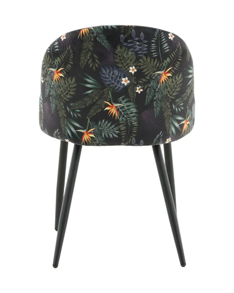 Velvet gepolsterte Esszimmerstühle im 2er-Set in Schwarz mit Blumenmuster, Gestell Schwarz, Polyester-Samt, Ansicht 8
