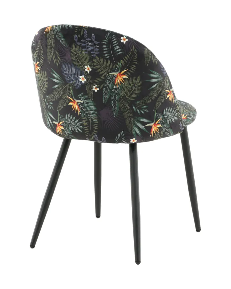 Velvet gepolsterte Esszimmerstühle im 2er-Set in Schwarz mit Blumenmuster, Gestell Schwarz, Polyester-Samt, Ansicht 9