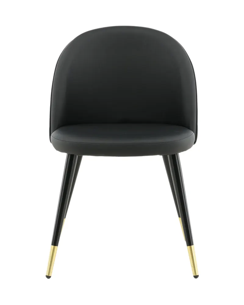 Velvet gepolsterte Esszimmerstühle im 2er-Set in Schwarz, PU-Kunstleder, Ansicht 1