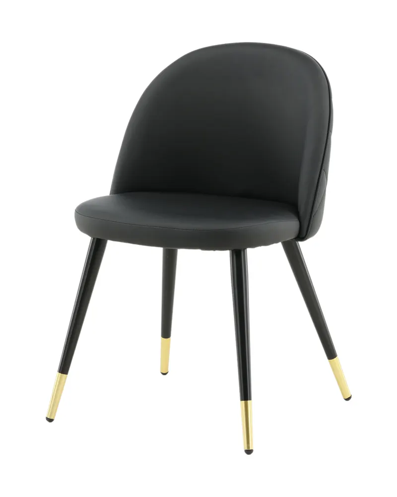 Velvet gepolsterte Esszimmerstühle im 2er-Set in Schwarz, PU-Kunstleder, Ansicht 2