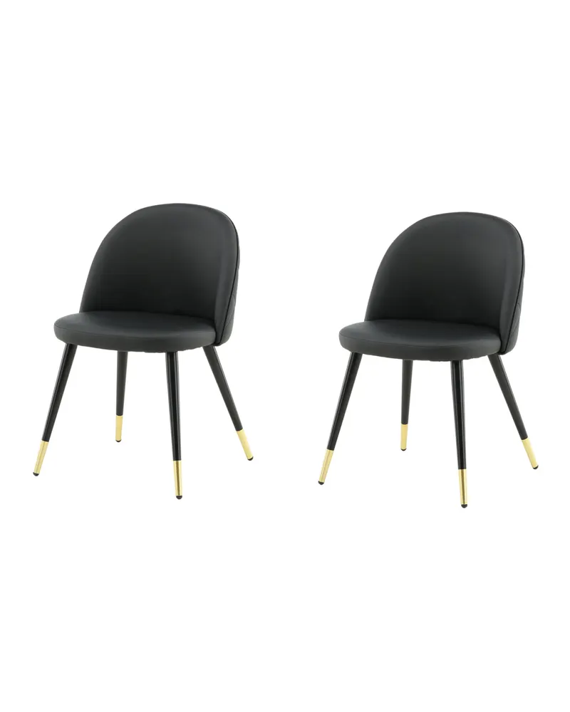 Velvet gepolsterte Esszimmerstühle im 2er-Set in Schwarz, PU-Kunstleder, Ansicht 3