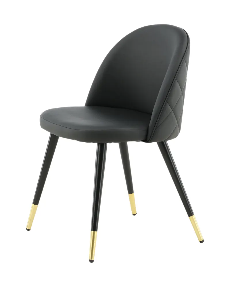 Velvet gepolsterte Esszimmerstühle im 2er-Set in Schwarz, PU-Kunstleder, Ansicht 4