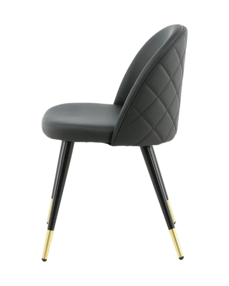 Velvet gepolsterte Esszimmerstühle im 2er-Set in Schwarz, PU-Kunstleder, Ansicht 5
