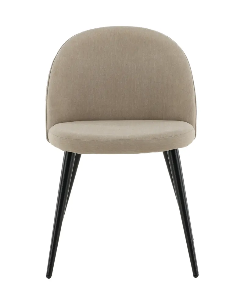 Velvet gepolsterte Esszimmerstühle im 2er-Set in Beige, Gestell Schwarz, Polyester in Leinenoptik, Ansicht 1