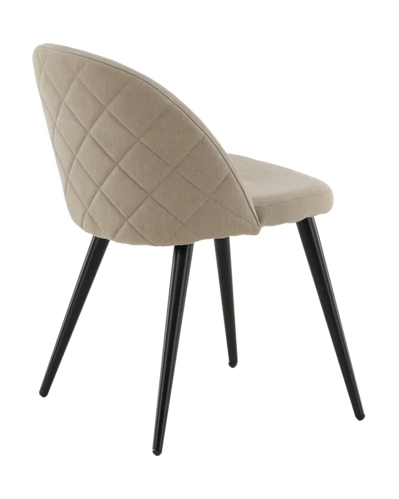 Velvet gepolsterte Esszimmerstühle im 2er-Set in Beige, Gestell Schwarz, Polyester in Leinenoptik, Ansicht 10