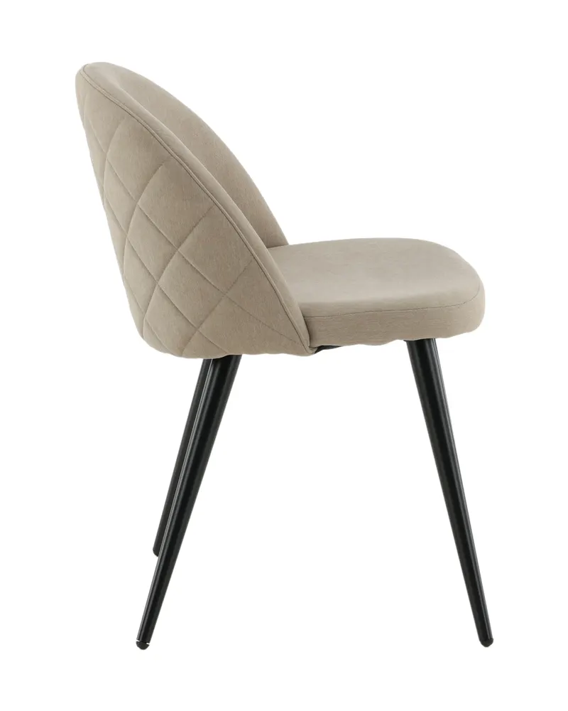 Velvet gepolsterte Esszimmerstühle im 2er-Set in Beige, Gestell Schwarz, Polyester in Leinenoptik, Ansicht 11