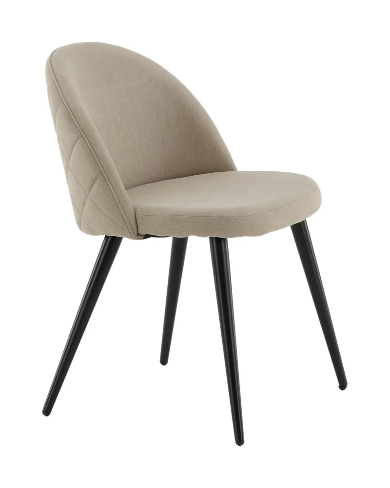 Velvet gepolsterte Esszimmerstühle im 2er-Set in Beige, Gestell Schwarz, Polyester in Leinenoptik, Ansicht 12