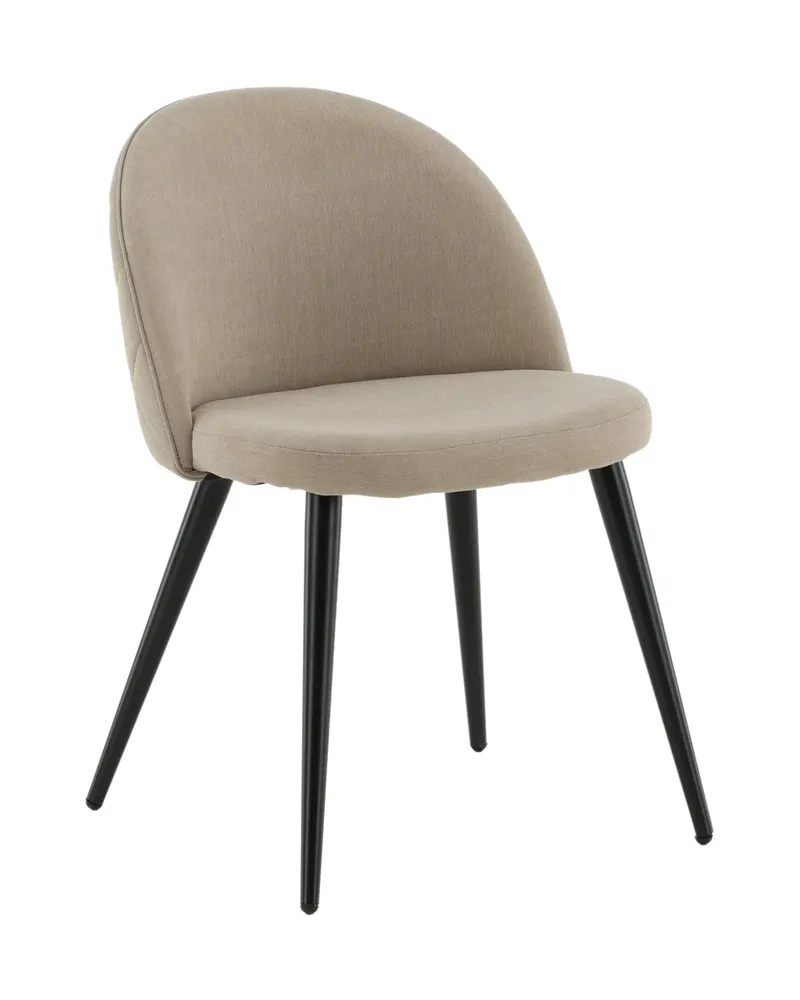 Velvet gepolsterte Esszimmerstühle im 2er-Set in Beige, Gestell Schwarz, Polyester in Leinenoptik, Ansicht 13