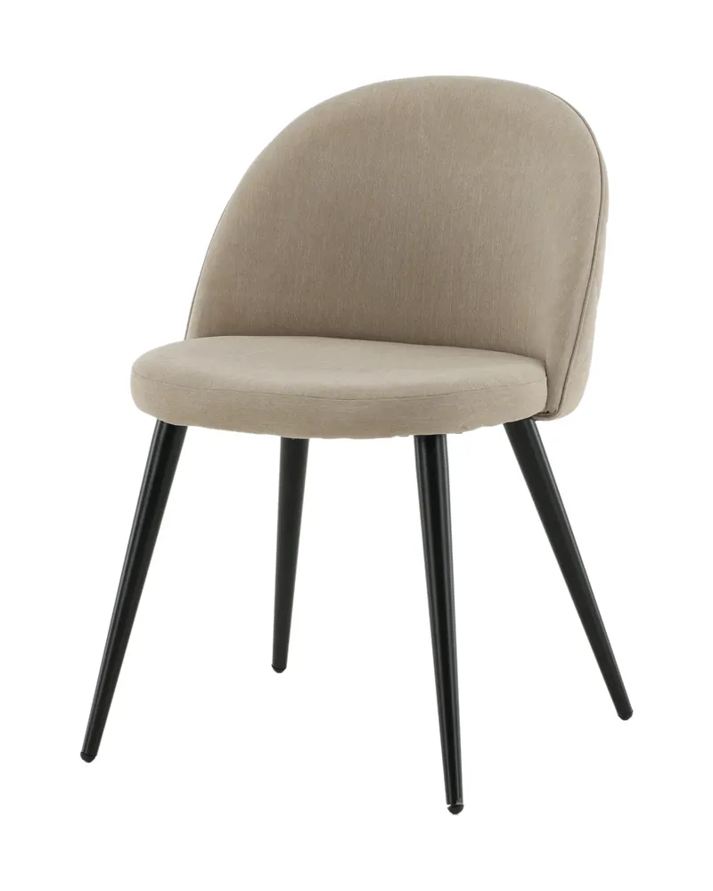 Velvet gepolsterte Esszimmerstühle im 2er-Set in Beige, Gestell Schwarz, Polyester in Leinenoptik, Ansicht 2