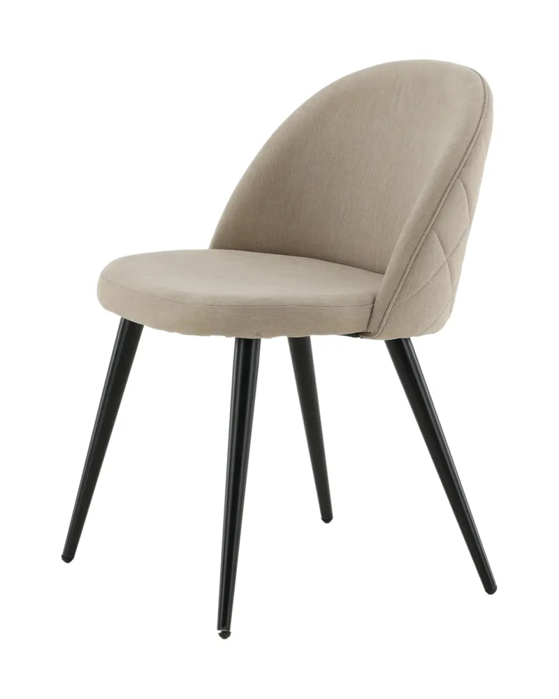 Velvet gepolsterte Esszimmerstühle im 2er-Set in Beige, Gestell Schwarz, Polyester in Leinenoptik, Ansicht 4