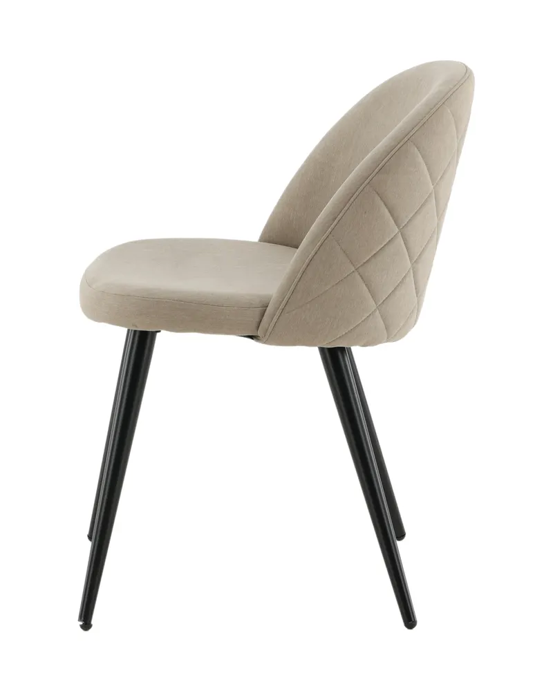 Velvet gepolsterte Esszimmerstühle im 2er-Set in Beige, Gestell Schwarz, Polyester in Leinenoptik, Ansicht 5