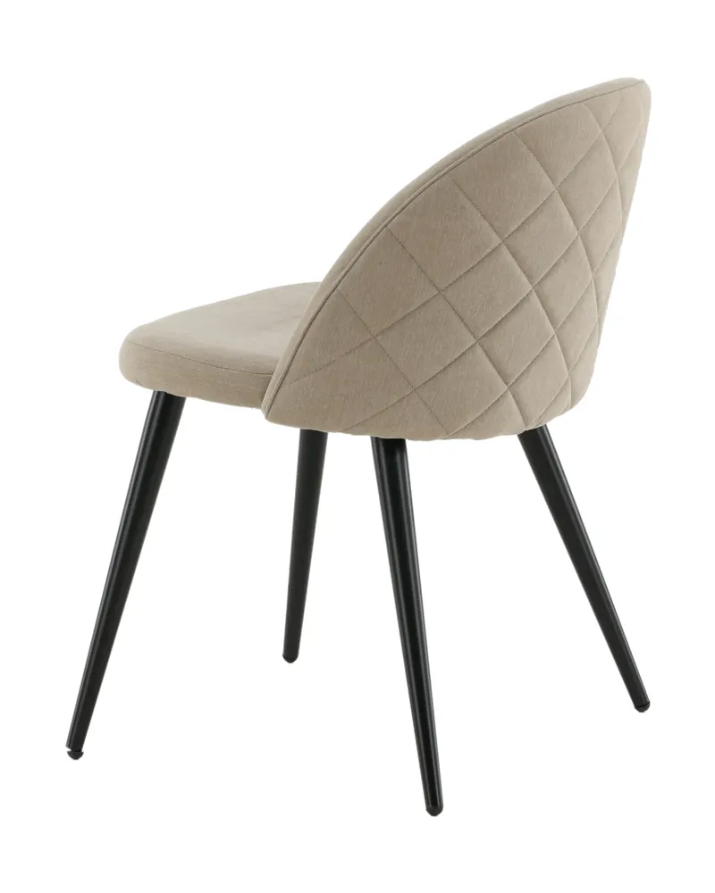 Velvet gepolsterte Esszimmerstühle im 2er-Set in Beige, Gestell Schwarz, Polyester in Leinenoptik, Ansicht 6