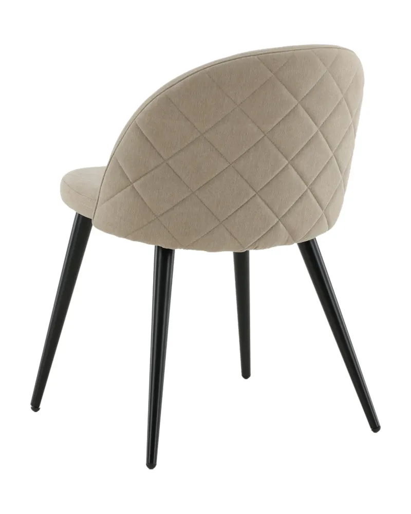 Velvet gepolsterte Esszimmerstühle im 2er-Set in Beige, Gestell Schwarz, Polyester in Leinenoptik, Ansicht 7