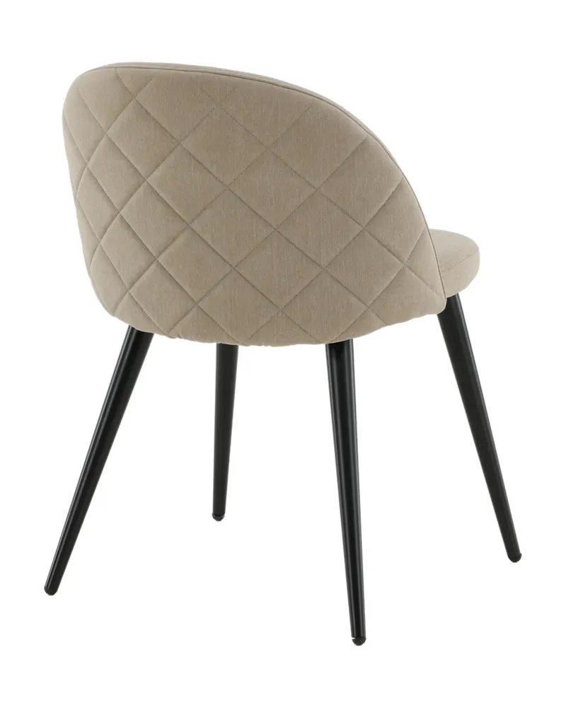 Velvet gepolsterte Esszimmerstühle im 2er-Set in Beige, Gestell Schwarz, Polyester in Leinenoptik, Ansicht 9