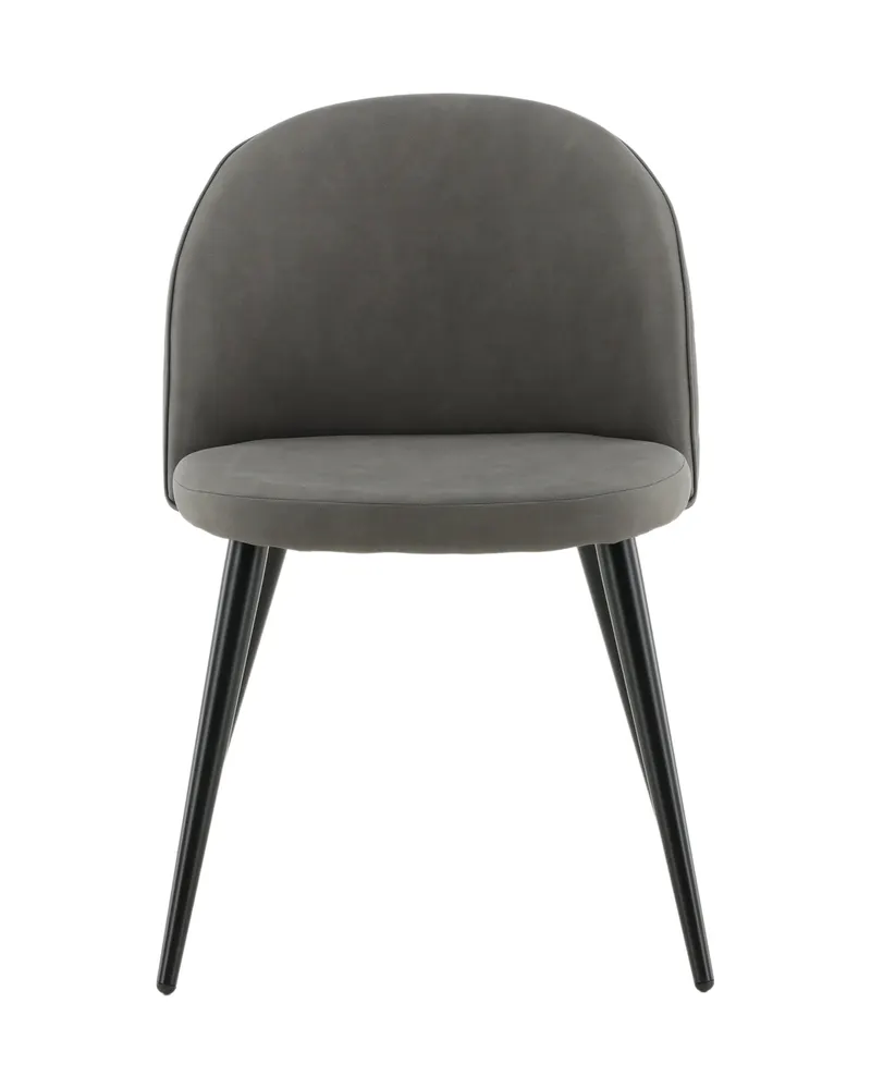 Velvet gepolsterte Esszimmerstühle im 2er-Set in Grau, Gestell Schwarz, Polyester in Leinenoptik, Ansicht 1
