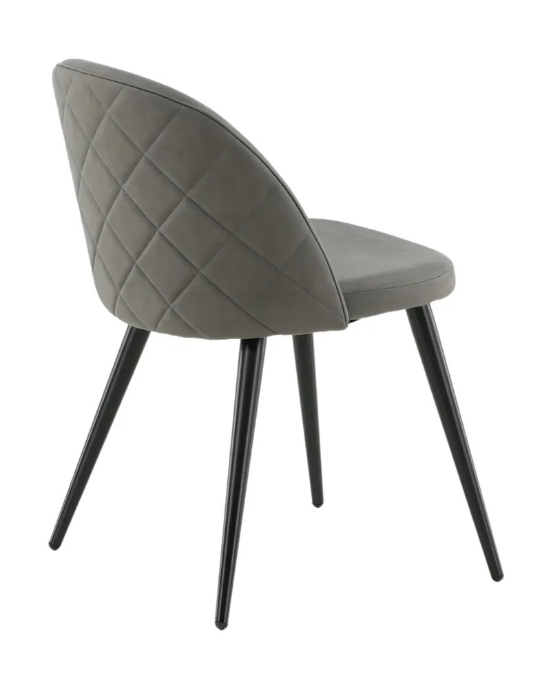 Velvet gepolsterte Esszimmerstühle im 2er-Set in Grau, Gestell Schwarz, Polyester in Leinenoptik, Ansicht 10