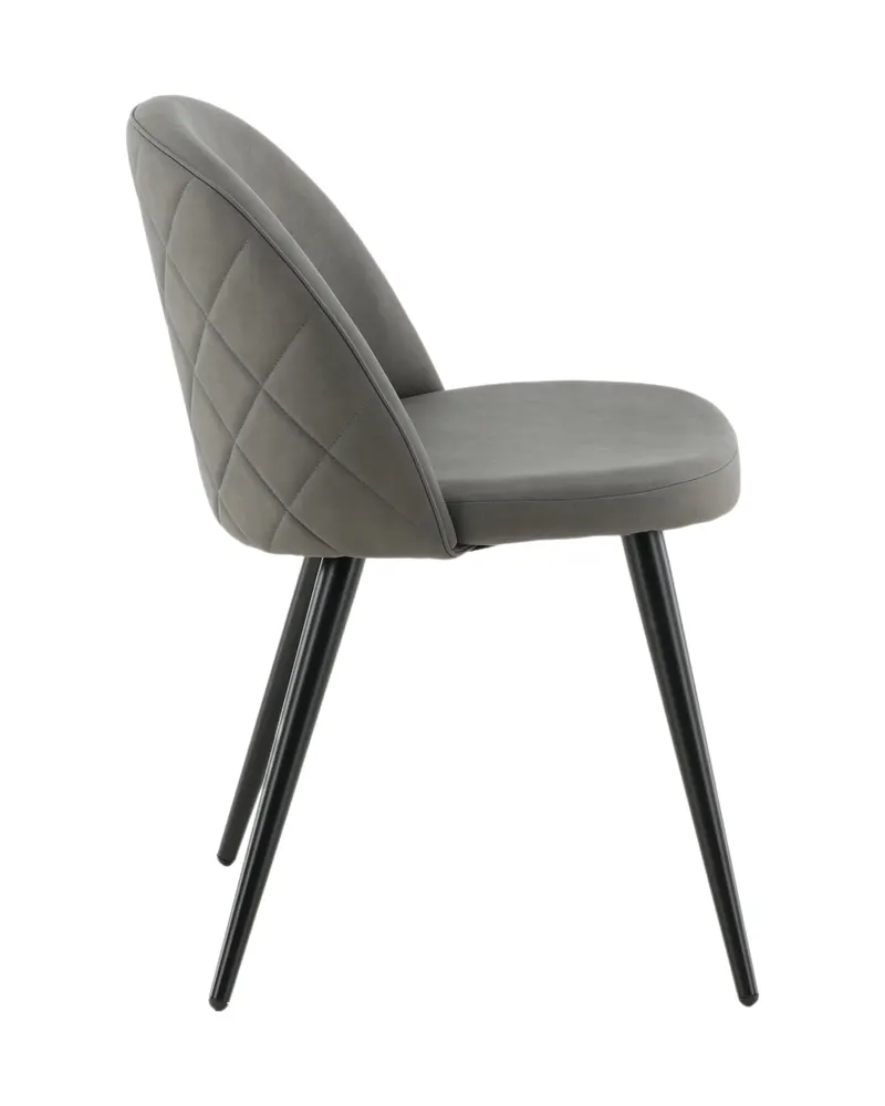 Velvet gepolsterte Esszimmerstühle im 2er-Set in Grau, Gestell Schwarz, Polyester in Leinenoptik, Ansicht 11