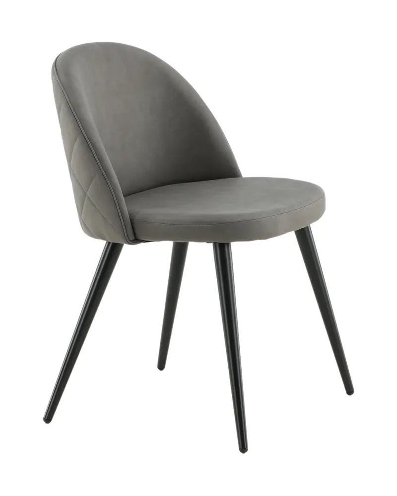 Velvet gepolsterte Esszimmerstühle im 2er-Set in Grau, Gestell Schwarz, Polyester in Leinenoptik, Ansicht 12
