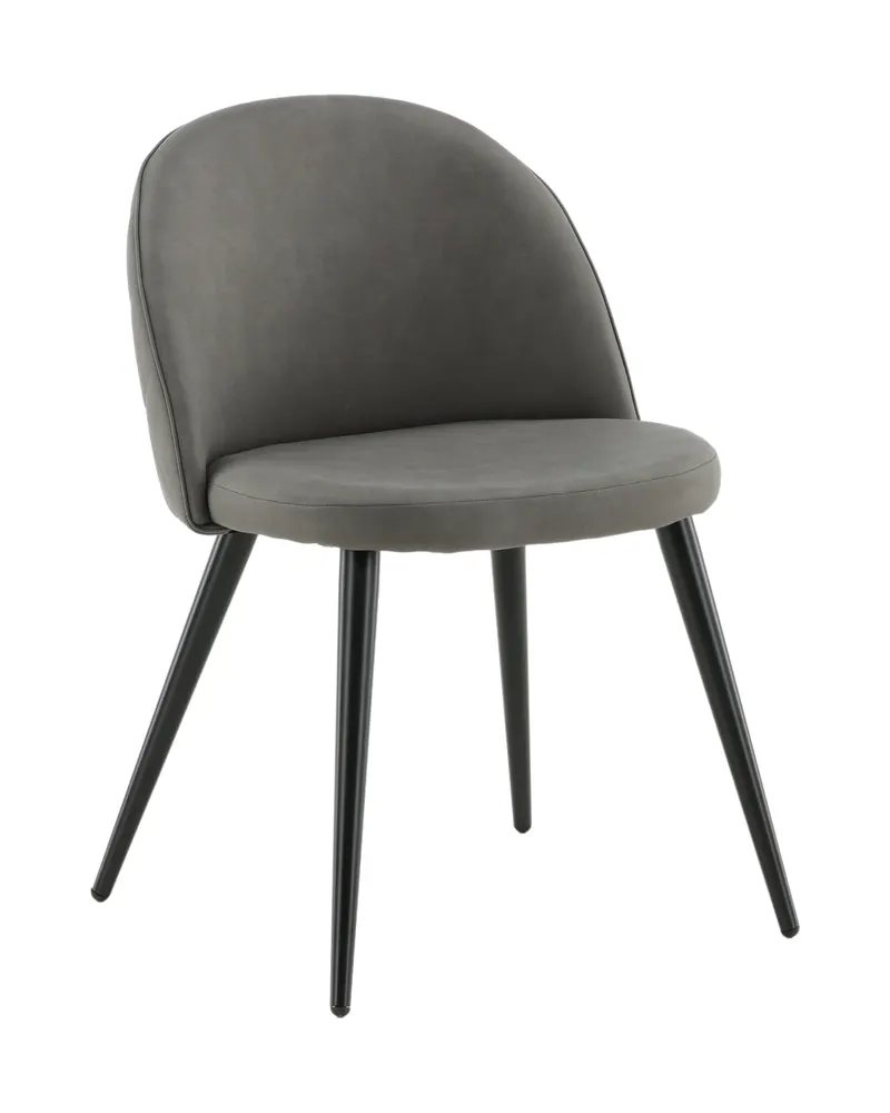Velvet gepolsterte Esszimmerstühle im 2er-Set in Grau, Gestell Schwarz, Polyester in Leinenoptik, Ansicht 13