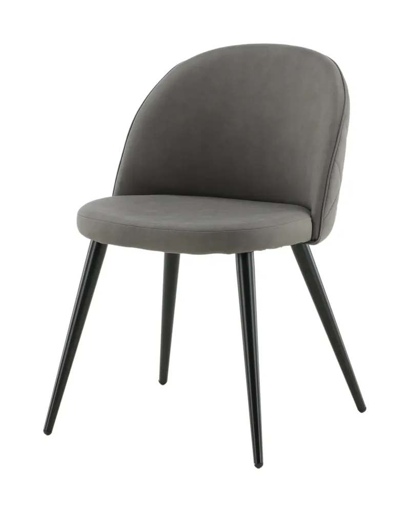 Velvet gepolsterte Esszimmerstühle im 2er-Set in Grau, Gestell Schwarz, Polyester in Leinenoptik, Ansicht 2