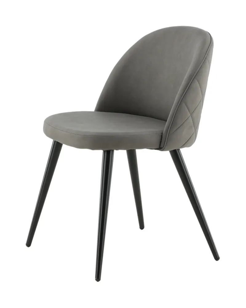 Velvet gepolsterte Esszimmerstühle im 2er-Set in Grau, Gestell Schwarz, Polyester in Leinenoptik, Ansicht 4