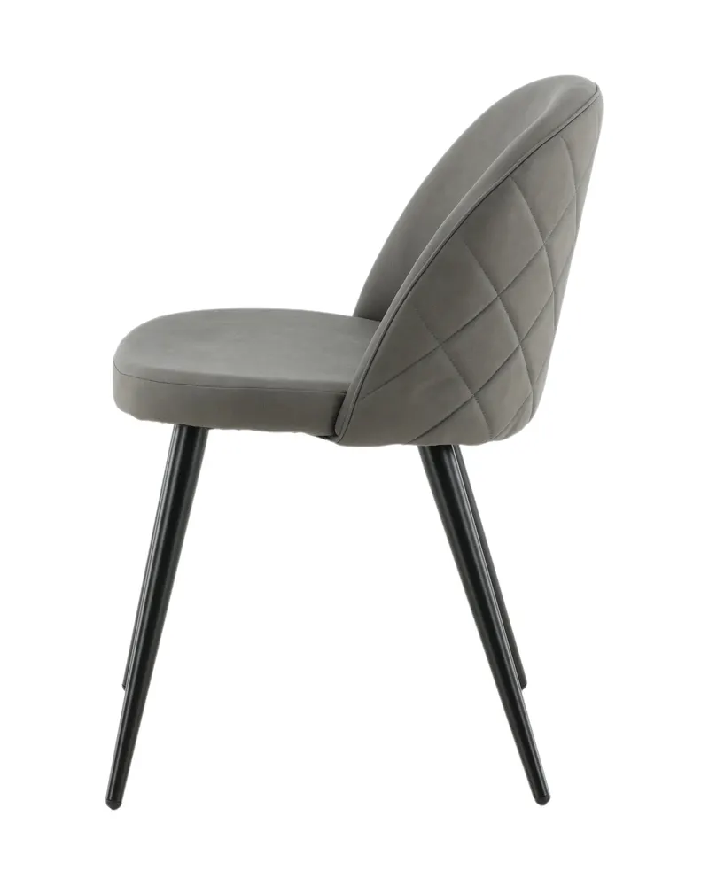 Velvet gepolsterte Esszimmerstühle im 2er-Set in Grau, Gestell Schwarz, Polyester in Leinenoptik, Ansicht 5