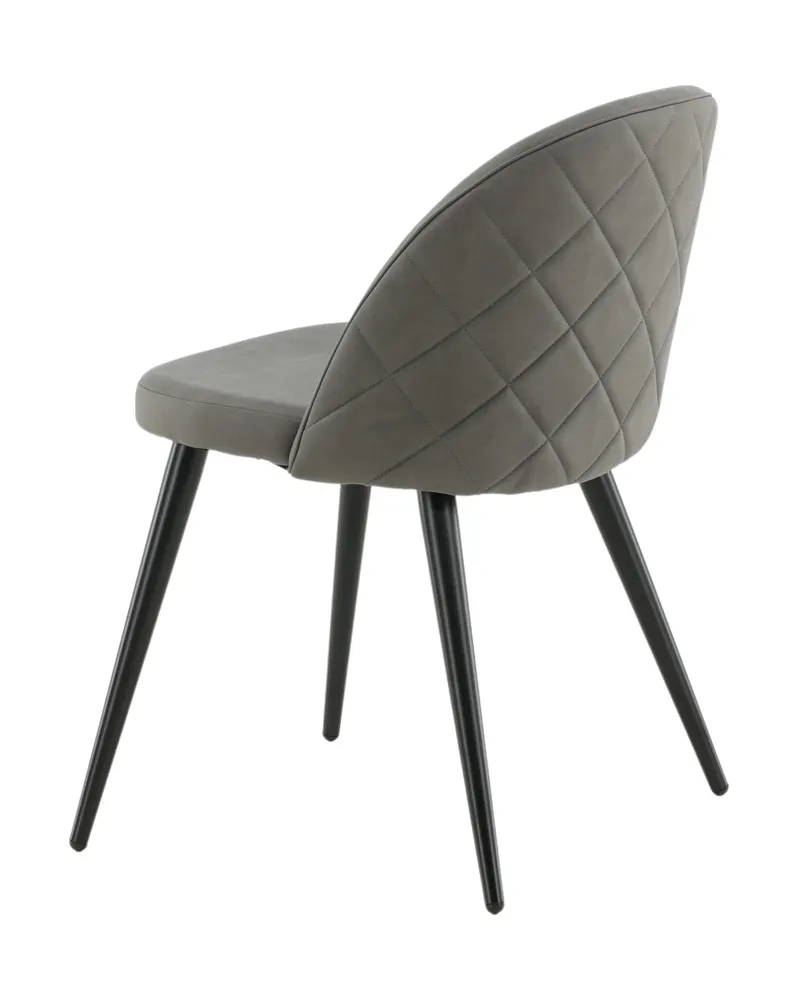 Velvet gepolsterte Esszimmerstühle im 2er-Set in Grau, Gestell Schwarz, Polyester in Leinenoptik, Ansicht 6