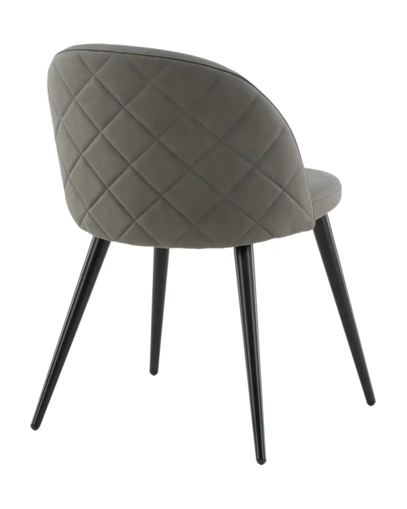 Velvet gepolsterte Esszimmerstühle im 2er-Set in Grau, Gestell Schwarz, Polyester in Leinenoptik, Ansicht 9